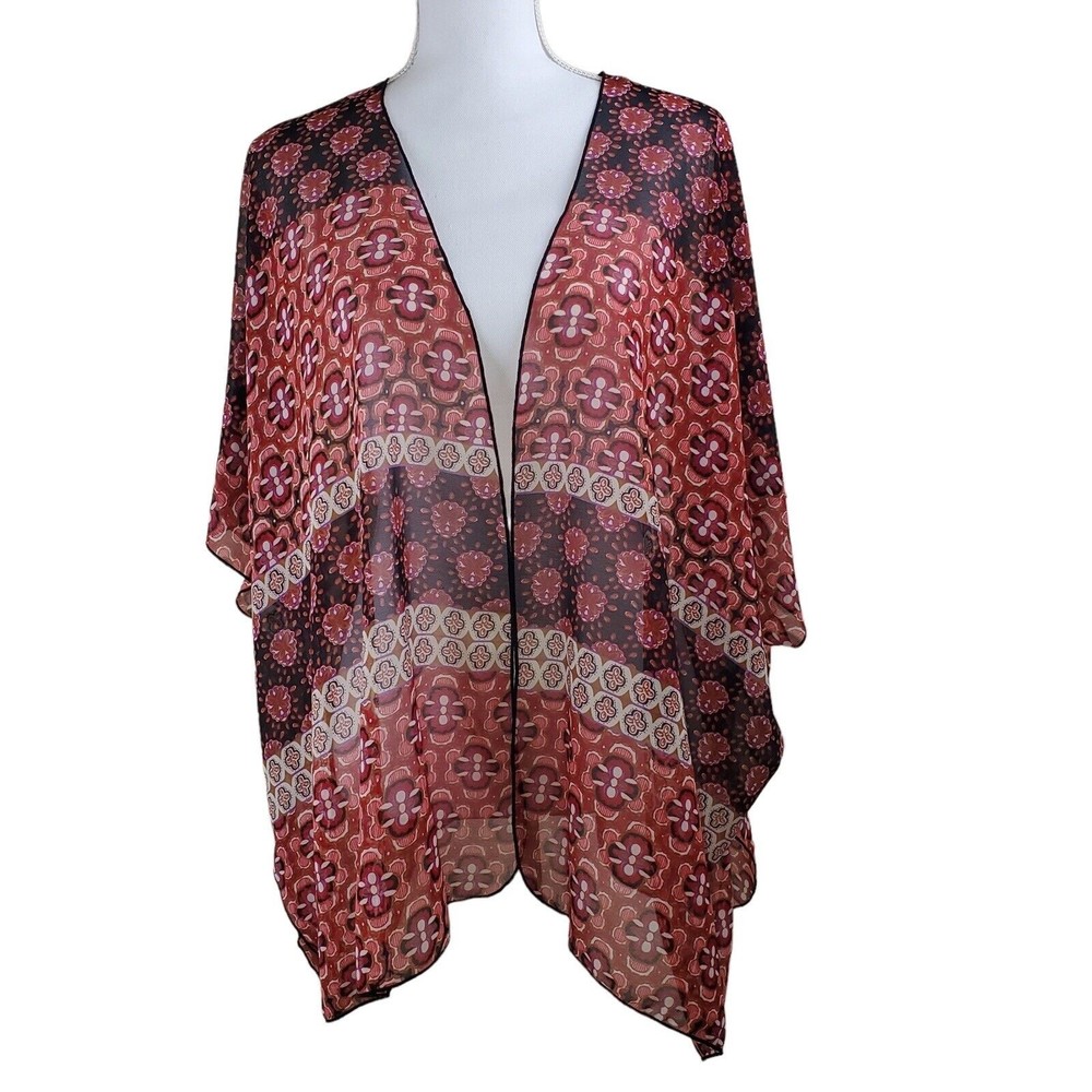 Band of Gypsies Women’s Multicolored Floral Open Kimono Sheer Prairie, Size M/L